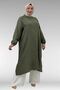 68047 Plus Size Buttoned Double Tensel Tunic - Khaki
