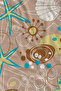 Beige Seashell and Summer Motifs Patterned 70X150 Beach Towel - Digital Printed Fade-Resistant Bath Towel - 2