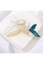 Women's Gold Metal Fish Tail Model Pearl Detailed Hair Clip with Latch Blue - 3