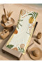 Cream Minimal Tropical Leaf Line Patterned 70X150 Beach Towel - Cotton Bath Towel - 5