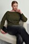 Women's Slim Mercerized Asymmetrical Cut Boat Neck Knitwear Sweater - 5