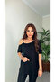 Women's short sleeve one shoulder strap buckle detailed viscose blouse - 2