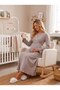 New Season Women's Beige Long Sleeve Double Breasted Collar Special Design Maternity Nightgown with Breastfeeding Feature - 8