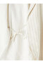 Beige Double-Breasted Collar Striped Women's Classic Vest - 4