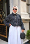 Women's Polka Dot Detail Shirt Collar Zipper Jacket Black - 4