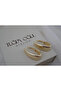 Kp698 Thick Bombed Gold Hoop Earrings (Length 34 mm) - 2