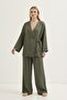 Tie-Up Kimono Modal Trousers Set Khaki