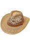 Adult straw cowboy hat khaki. - 3