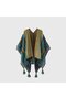 Women's knitted shawl cape vintage ethnic tassel stripes. - 2