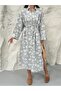 Floral Jacquard Buttoned Belted Shirt Dress 9116 - Anthracite - 6