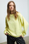 Karius women's organic cotton oversize round neck yellow sweatshirt with fleece lining - 4
