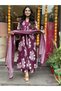 Purple Rayon Printed Kurta with Palazzo & Dupatta - ALV2018-Purple-Size:2XL-44-Inches