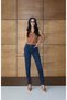 Women's Blue Black Jean Pants High Waist Classic Cut Narrow Leg Navy Blue Denim - 2