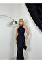 Women's Black Halter Neck Backless Plain Long Bodycon Evening Dress - 5