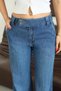 Women's Blue Palazzo Jean High Waist Double Button Double Leg Loose Fit - 2