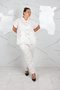 Women's Plus Size Muslin Jacket and Pants Two-Piece Set - 3