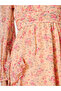 Multi-Color Floral Print Ruffle Details A-Line Maxi Dress - 4