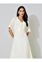 White Short Sleeve Button Detail Shirt Maxi Dress - 2