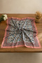 Patterned Square Scarf – Powder Turquoise Floral Motif Satin Look Women's Scarf - 2