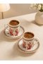 Floral Patterned Turkish Coffee Cup Set for 2, Vintage Coffee Cup Set - 6