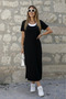 Women's Short Sleeve Long Viscose Dress with Side Slits and Pockets - 4