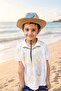 Boy's Gift: Camel Straw Straw Fedora with Dinosaur Figure |   Chin-Strap Sun Protection Summer Beach Hat - 5
