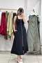 Square Neck Zipper Front Long Dress with Straps - 5