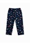 Boys' Cotton Suede Fabric Navy Blue Planets Space Pattern Shirt Collar Buttoned Winter Pajamas with Sleep Band - 4