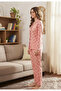 Women's Dot Patterned Front Buttoned Shirt Collared 100% Cotton Milan Pajama Set - 3