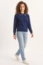 Women's Collar Lace Detailed Knitwear Navy Blue Sweater - 3