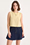 Women's Sleeveless Linen Yellow Blouse - 7