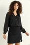 Women's Sim Detailed Bat Sleeve Chiffon Black Shirt - 4