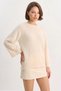 Women's Bearded Oversize Soft Bat Sleeve Knitwear Ecru Sweater - 8