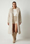 Women's Long Fur-Lined Beige Coat - 3