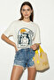 Women's Hello Sea Printed Crew Neck Oversize Basic White T-Shirt - 2