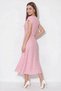 Women's Boat Neck Drape Detailed Polka Dot Midi Dress Pink Ecru - 6