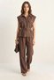 Women's Padded Belt Detailed Pocketed Vest with Elastic Waist Modal Cocoa Set - 6