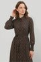 Women's Shirt Collar Belted Ruffle Detailed Hem Cuffs Gathered Sleeves Polka Dot Chiffon Light Brown Hijab Dress - 3