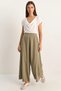 Women's Pocket Detailed Diagonal Modal Green Trousers Skirt