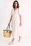 Women's Double-Breasted Balloon Sleeve Long Muslin Ecru Dress - 3