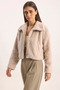 Women's Wide Collar Pocket Detailed Lined Embroidered Crop Beige Coat - 3