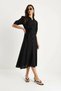 Women's Belted Summer Black Shirt Dress - 2