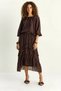 Women's Boat Neck Asymmetrical Layered Detailed Maxi Skirt with Elastic Waist Bitter Brown Set - 7