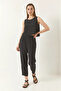 Women's Thick Strap Blouse with Elastic Waist Modal Black Set - 6