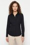 Women's Tie-Dye Detailed Waist-Fitted Cotton Shirt Dg Black