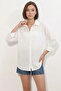 Women's Oversize Cut Linen Bebeyaz Shirt - 5