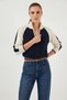 Women's Zippered Knitwear Navy Blue Sweater - 5