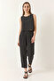 Women's Thick Strap Blouse with Elastic Waist Modal Black Set - 3