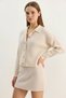 Women's Shirt Collar Button Detailed Knitted Knitwear Cream Cardigan - 8