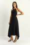 Women's Button Detailed Asymmetrical Cut Knitted Black Skirt with Elastic Waist - 2